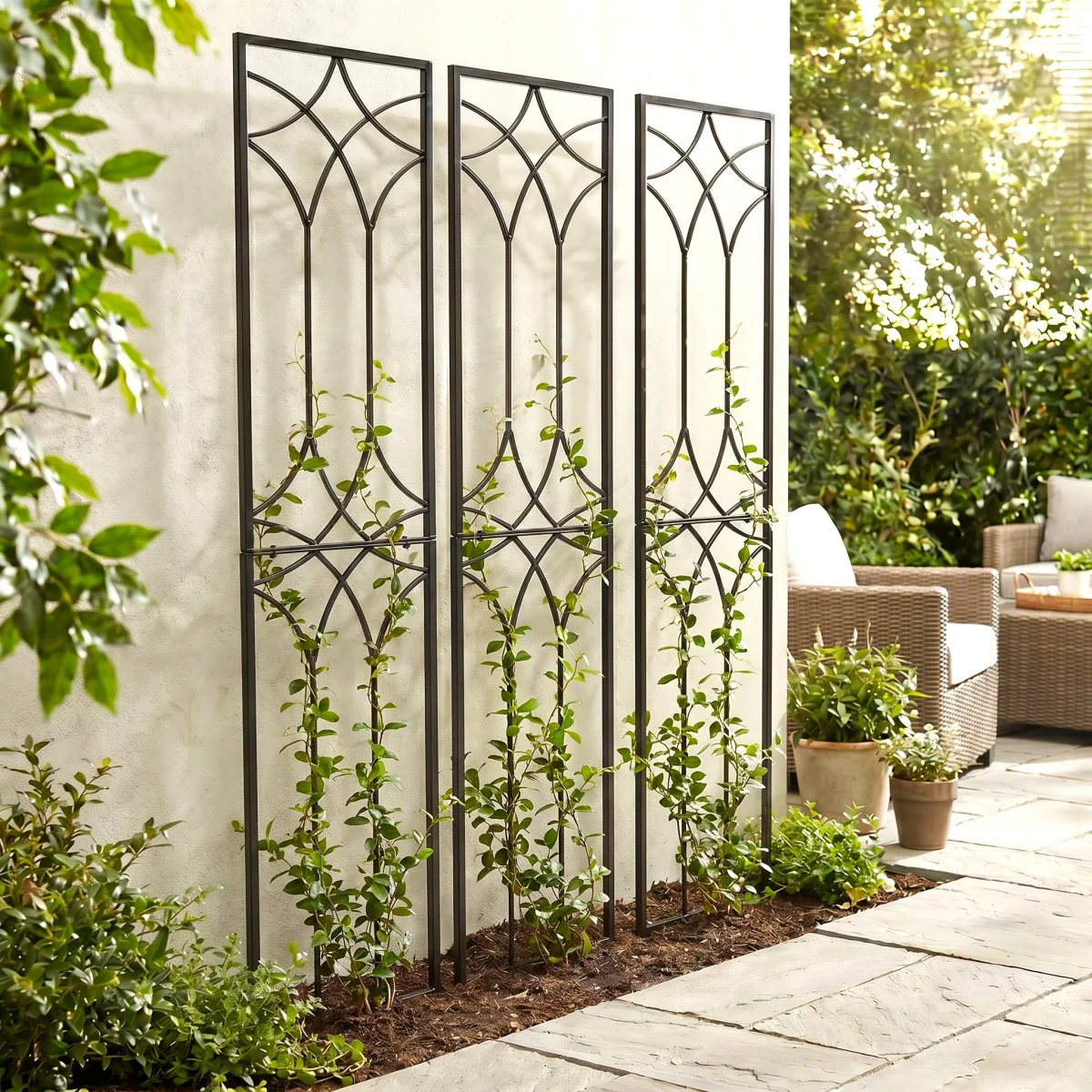 H Potter Tall Geometric Garden Trellises in Black Finish - Set of 3 - 82" Tall - Image 2